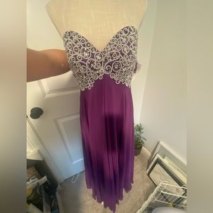 GORGEOUS S Anny Lee Purple strapless gown NWT